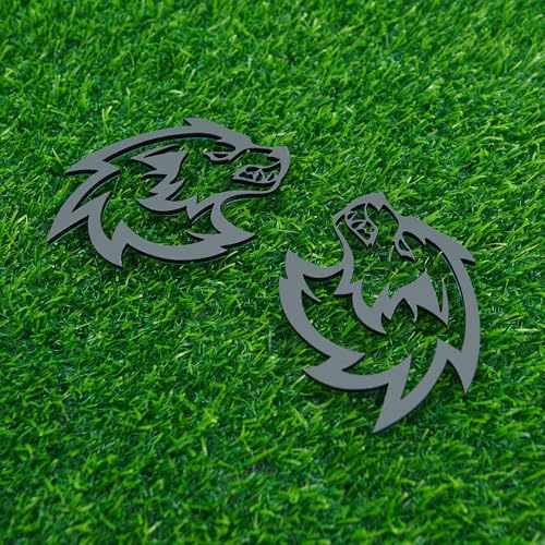 Image of Pair Set Wolf Car Emblem Badge Angry Eye Custom Truck Fender Side Rear Decal Sticker (Matte Black)