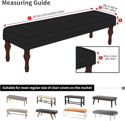 Miniatura 5 de SearchI Fundas elásticas para banco de comedor, lavables, antipolvo, duraderas, fundas de cojín de banco de jacquard, fundas de banco de comedor