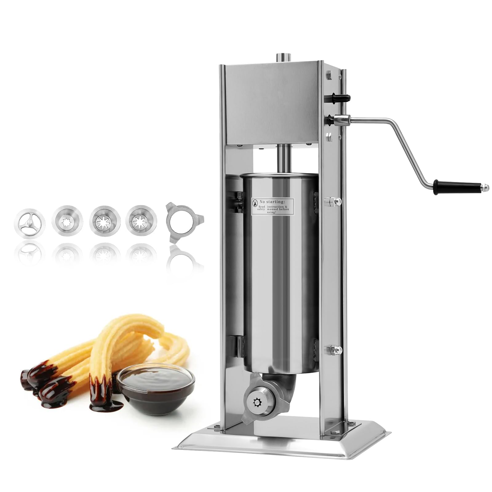 Latin Churro Machine, 5L/1.32gal Stainless Steel Commercial Spanish Churro Maker with 4 Nozzles for Business or Home Use
