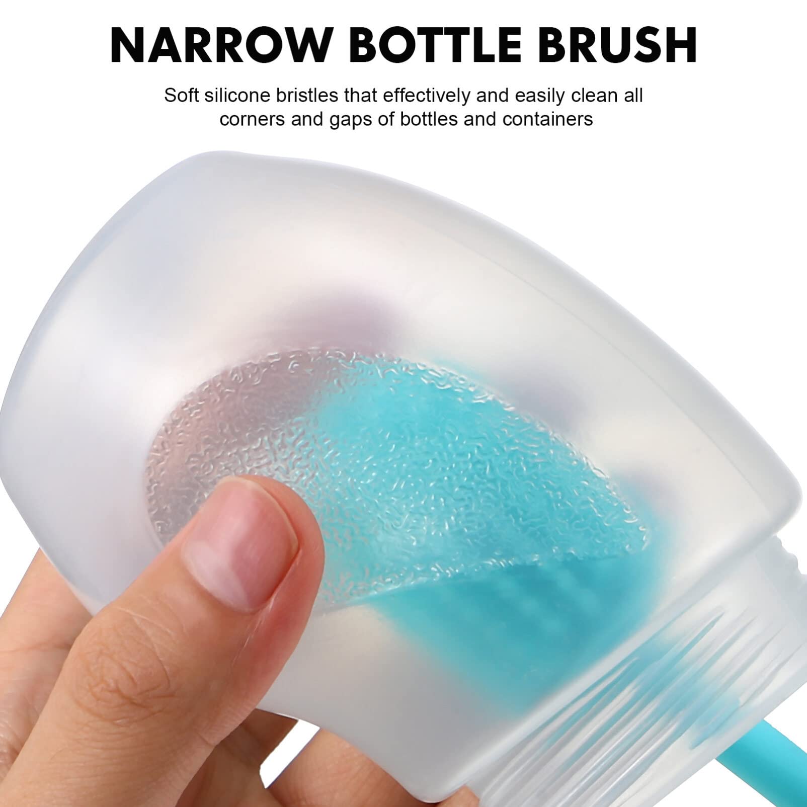 2Pcs Silicone Bottle Brush Handle Bottle Cleaner Bottle Cleaning Brush for Water Bottles Coffee Mugs