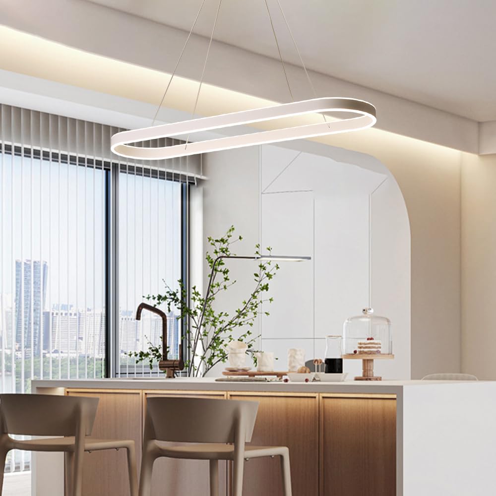 Lampadario lineare a LED, lampadario Quadrato Moderno a Sospensione, Striscia Luminosa Lunga per soffitto, Ideale per Tavolo da Pranzo, Ufficio, Ristorante e Isola Cucina.