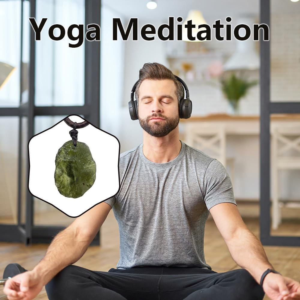 Moldavite Crystal Necklace,Raw Czech Meteorite Tektite Stone Healing Crystal Necklace,Green,Irregular Shape - Image 5