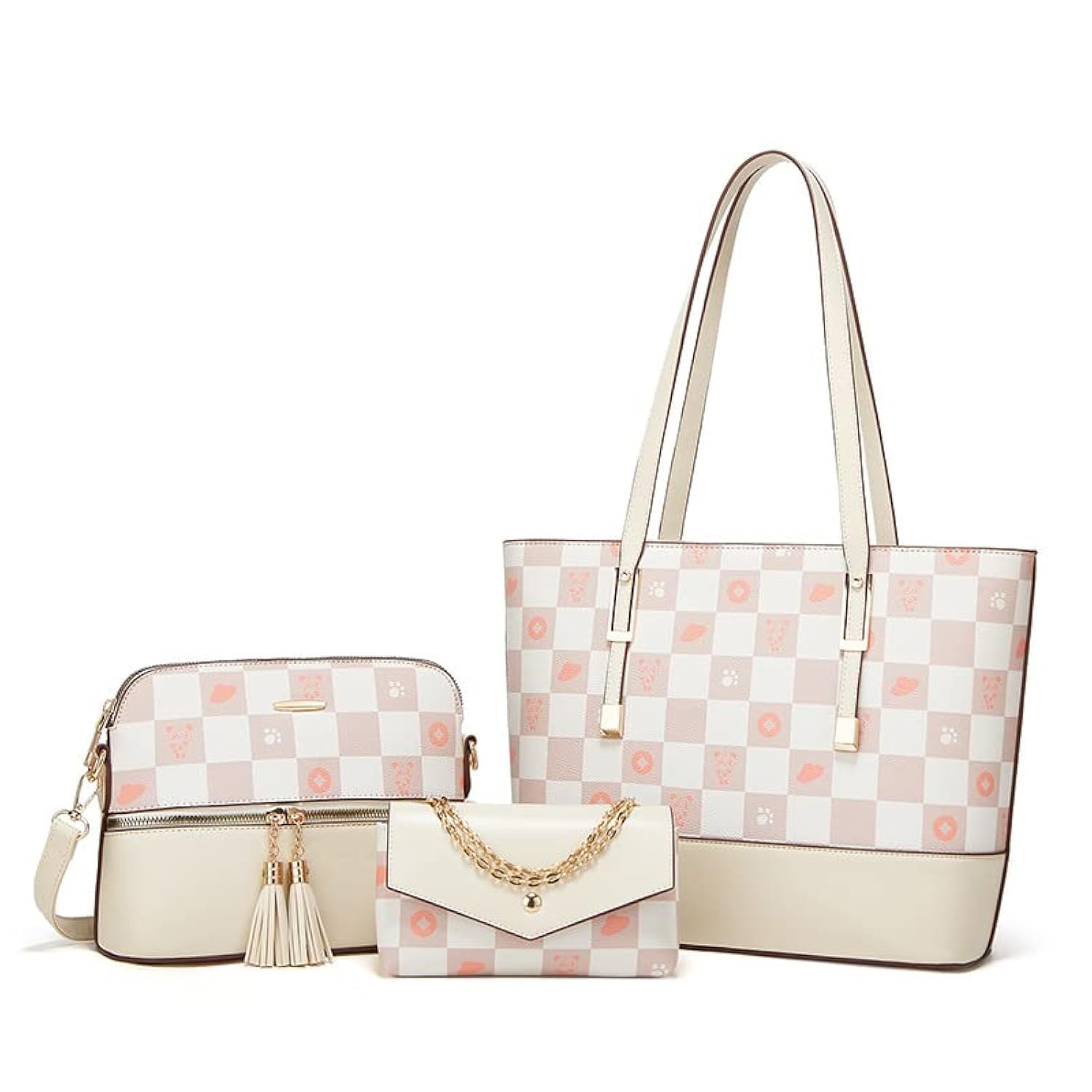 GenericWomen's Satchel Handbags Wallet Tote Bag Shoulder Bag Top Handle Purse Set 4pcs