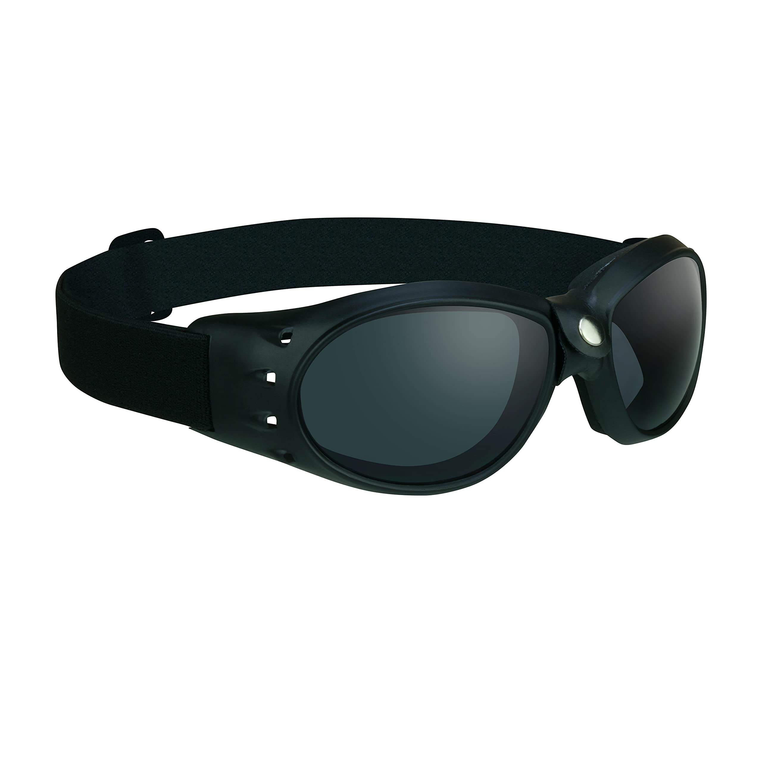 Bikershades Motorcycle Day Riding Safety Goggles Foam Padded Smoke Lens Men Women Large Coverage with Large Microfiber Case