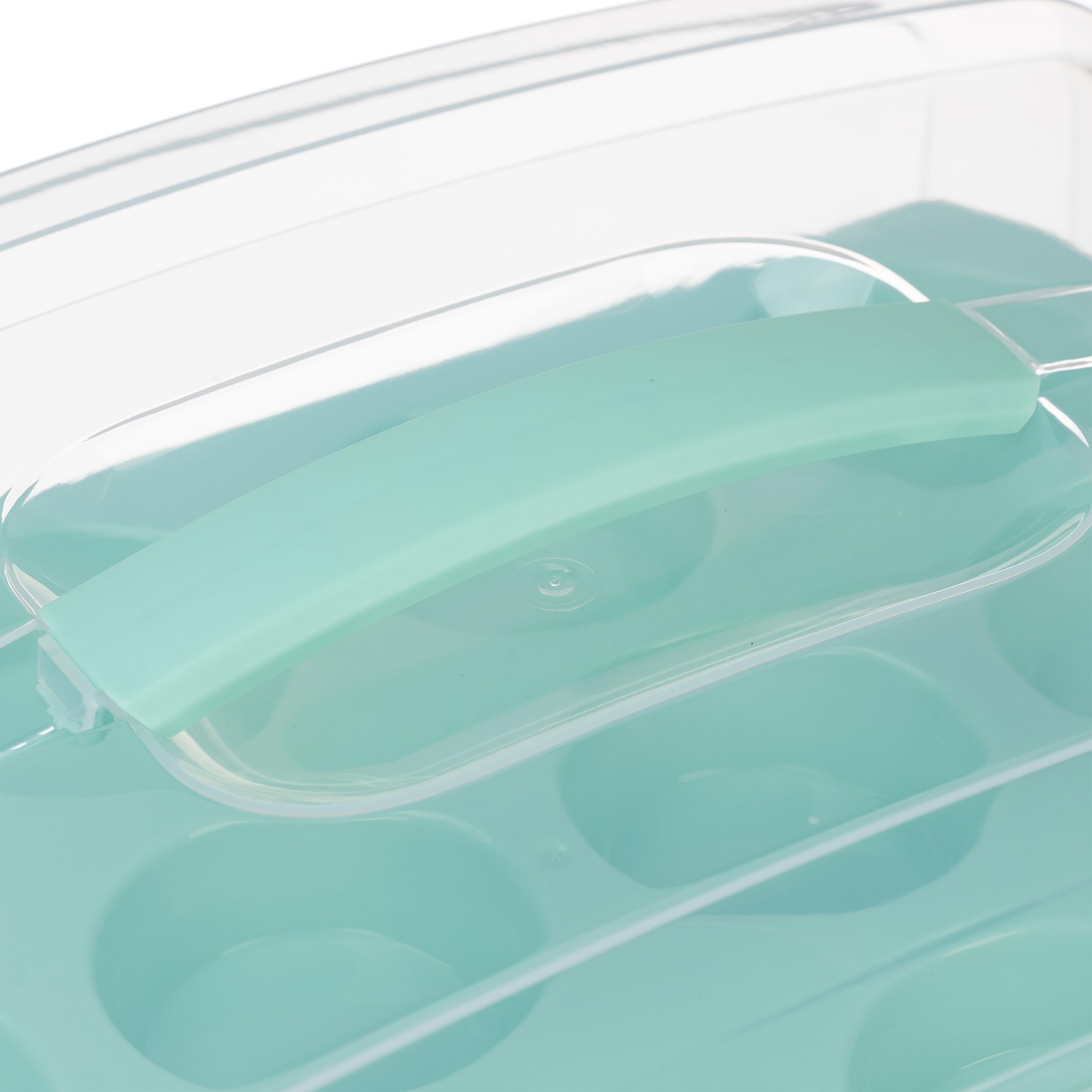 Relaxdays Contenitore Porta Muffin con Coperchio Trasparente, 24 Cupcake Dolci, Plastica, HLP: 16x37,5x28,5 cm, Turchese