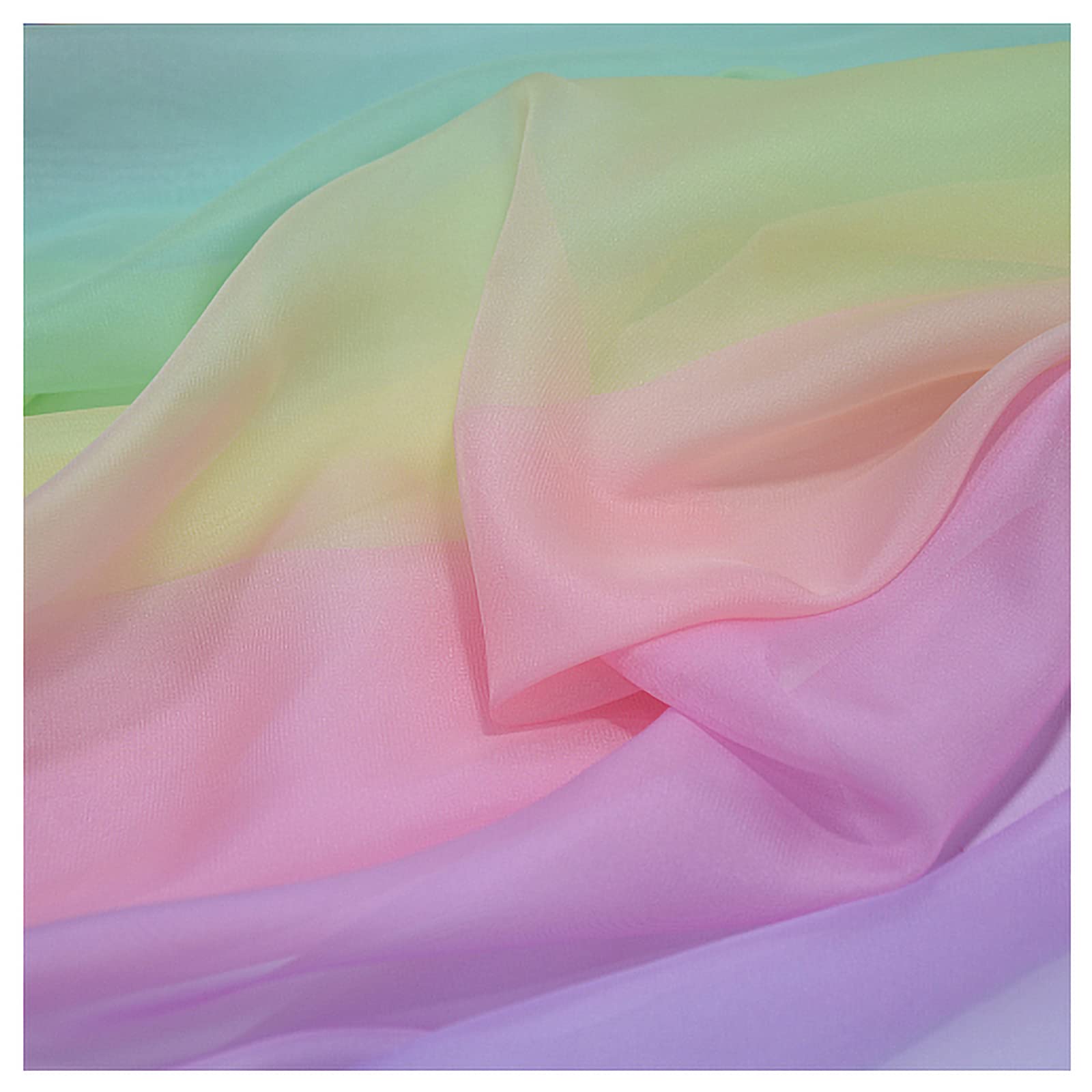 Tkanina tiulowa, Woal szyfonowy wielokolorowy materiał o szerokości 140 cm na metry spódnice koszule odzież ręcznie robiona(Rainbow Gradient)