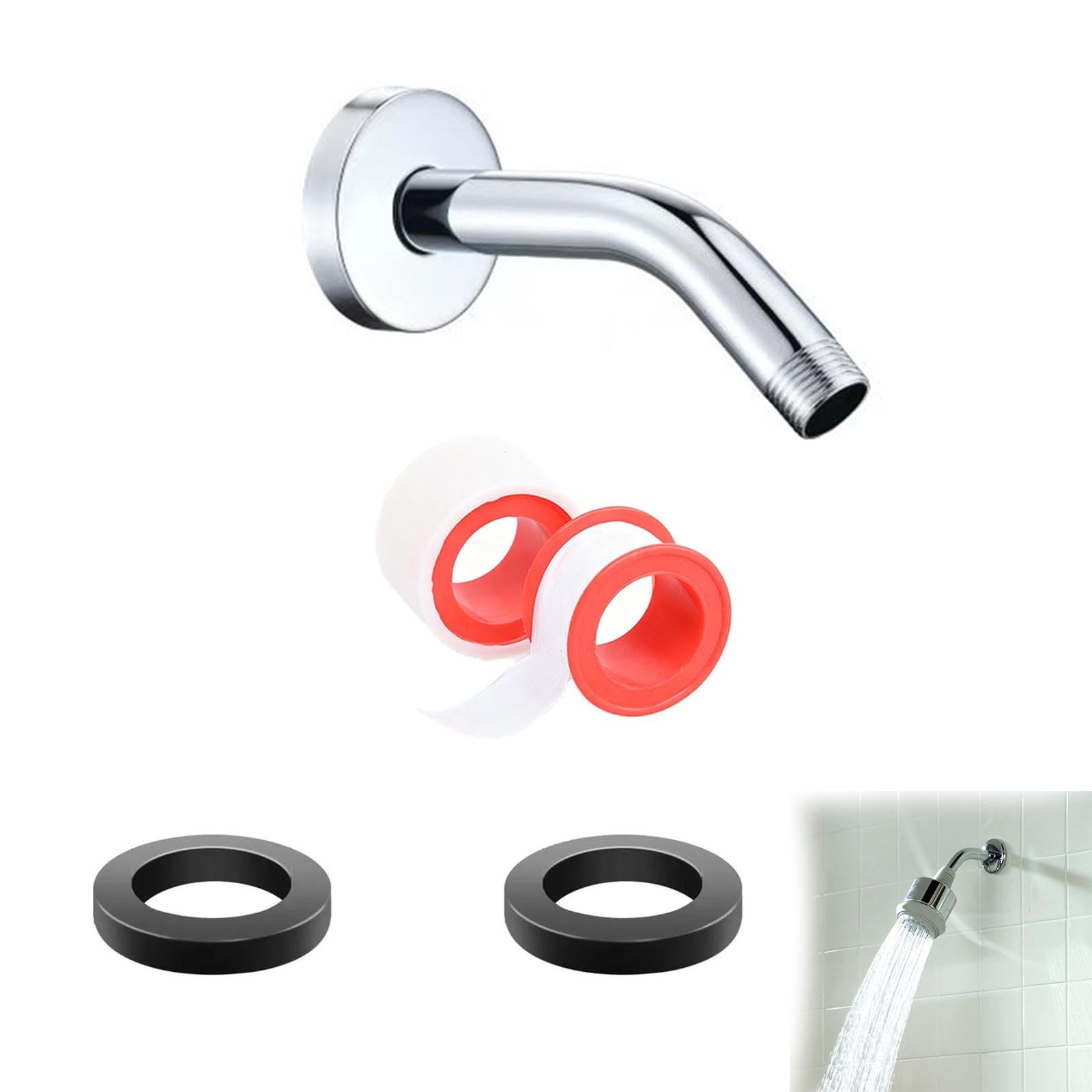 Bras de douche en acier inoxydable pour pommeau fixe et pluie durable