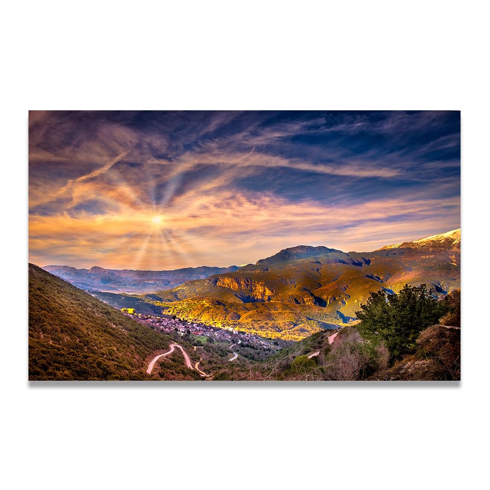 VHdfgTY The Sun SetsSerene Mountain Landscape Canvas Wall Art Nature Wall Decor for Home 50x80cm Unframed