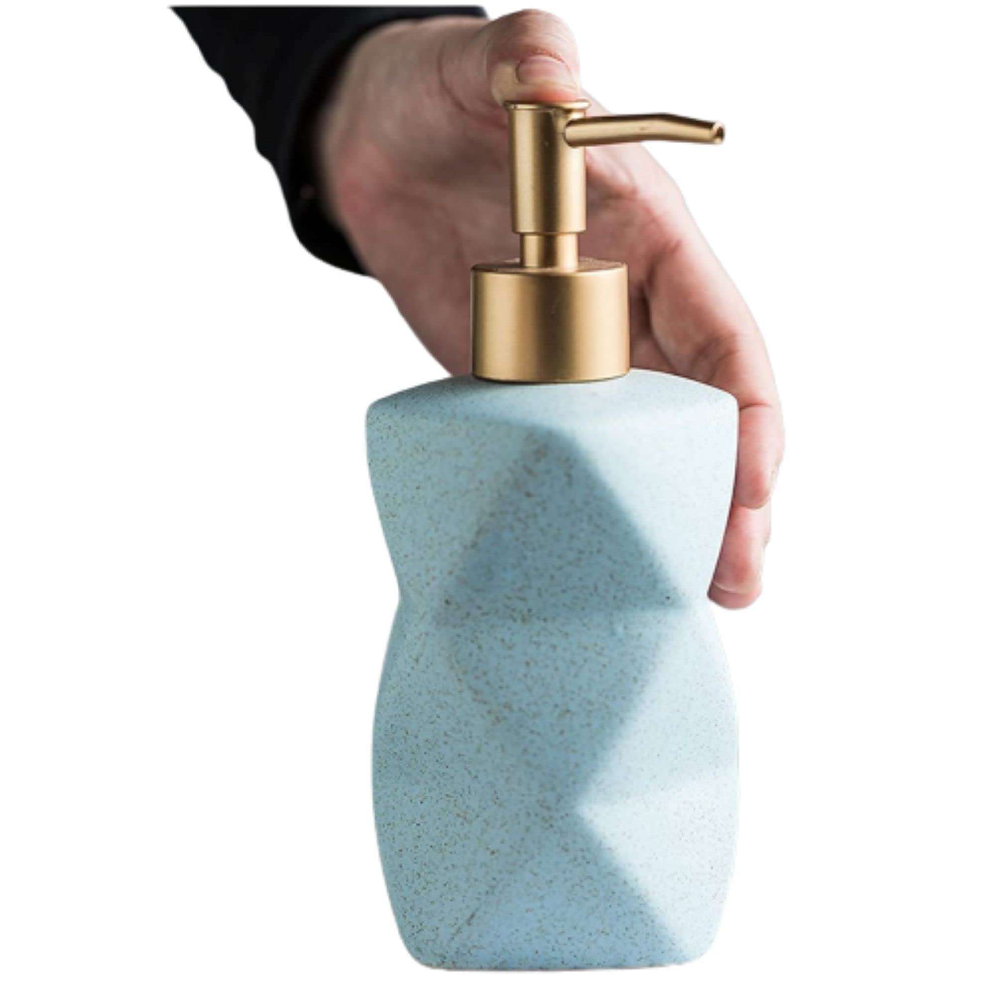 FabSeasons Octagon Shaped Ceramic Soap Dispenser with Gold top for Kitchen/Bathroom, Ideal Bathroom Accessory, Practical & Decorative Tabletop Soap Dispenser, 380ML (B09RV593SZ) Amazon Price History, Amazon Price Tracker