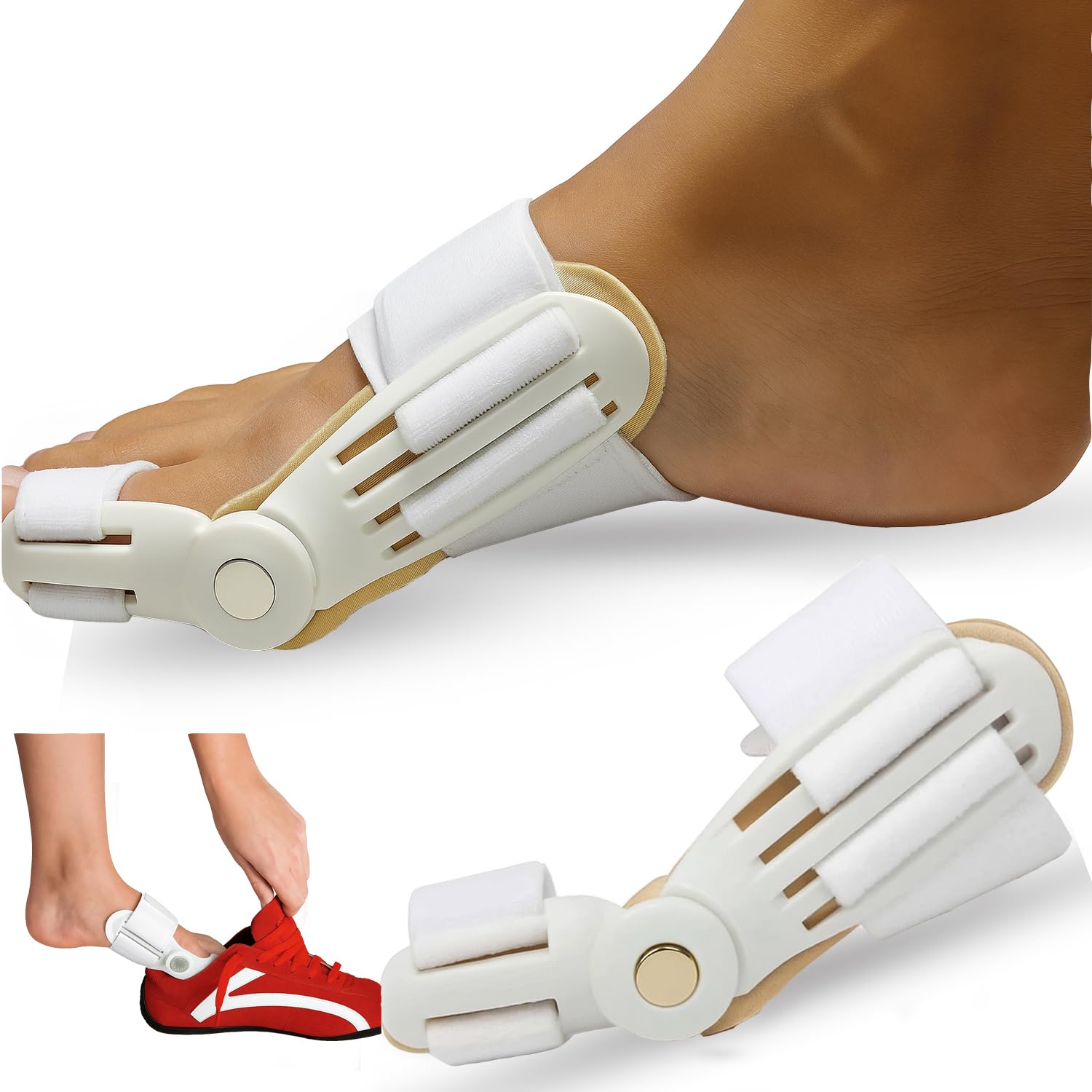 Foot Support For Pain Relief Toe Separator Orthotics Thumb Corrector For Care & Plastic Bunion Splint Pad, Toe Straightener Bunion Corrector Splint With Toe Fracture Support Tail