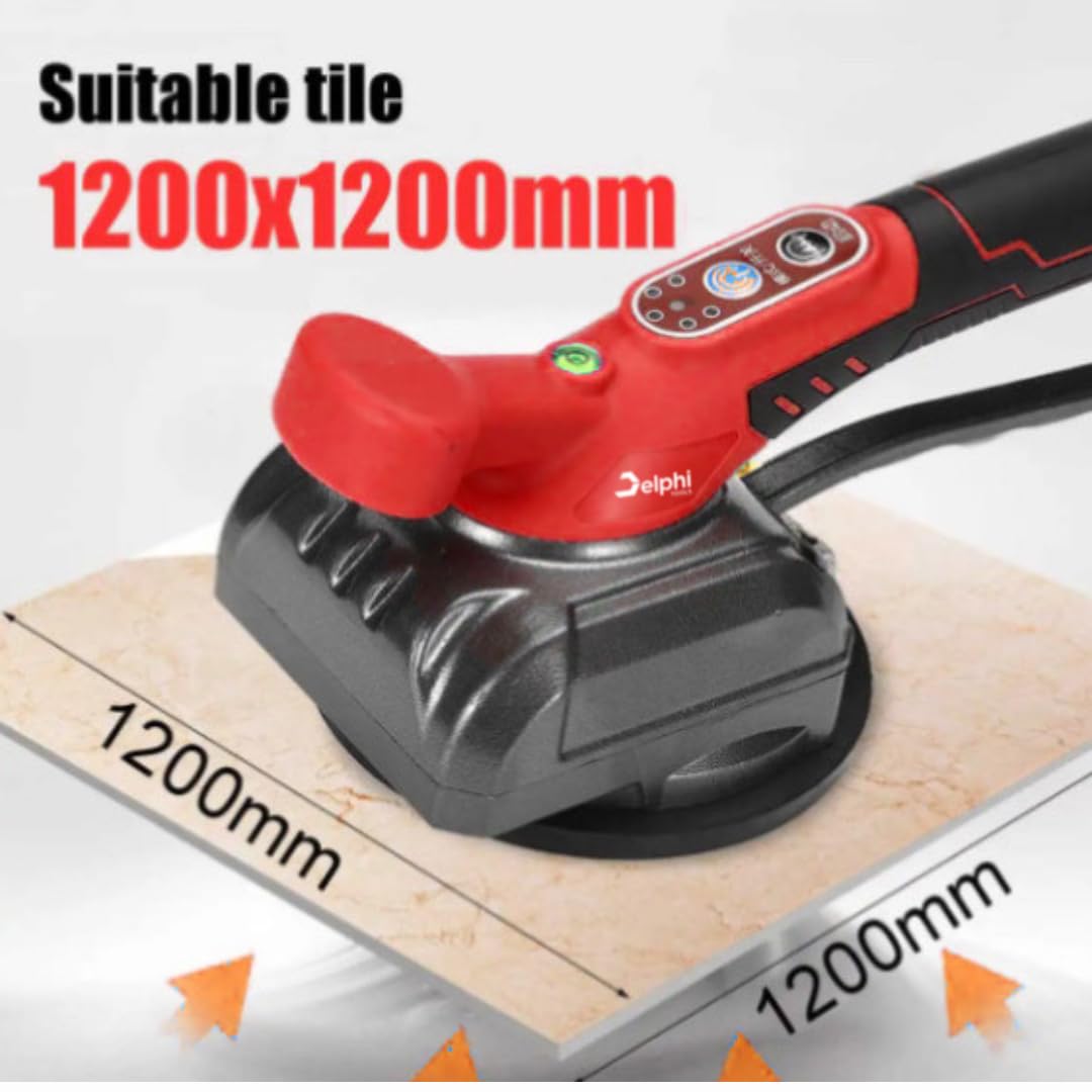 Delphi Tegellegger, machine, 250 kg, absorptie, 6 snelheden, handgeleide tegelschudder, 2000 mAh batterij, 18 cm zuignappen Delphi Tegellegger, machine, 250 kg, absorptie, 6 snelheden, handgeleide tegelschudder, 2000 mAh batterij, 18 cm zuignappen