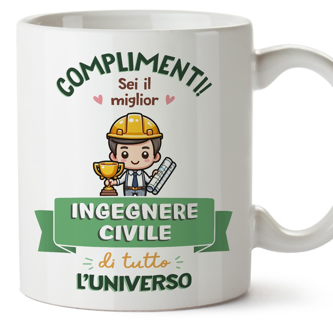 MUGFFINS Civil Engineer Man Mug - in Italian - Miglior Universo Trofeo - Funny Gift for Colleagues - Ceramic 11oz Mug โ image 1