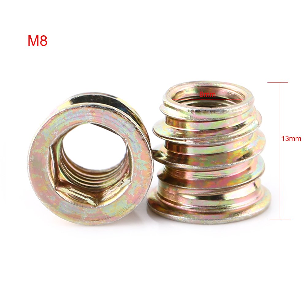 20pcs M6 Hex Socket Insert Nuts - Carbon Steel Zinc Plated Furniture Screws For Wood, 20mm Length - View #5
