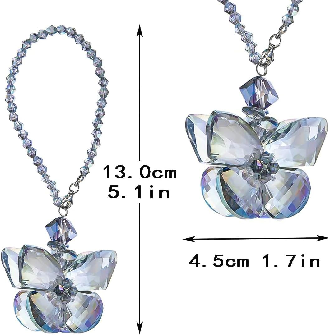 H&D HYALINE & DORA Crystal Glass Butterfly Car Key Charm Mirror Hanging Ornaments Gift (Butterfly-1)