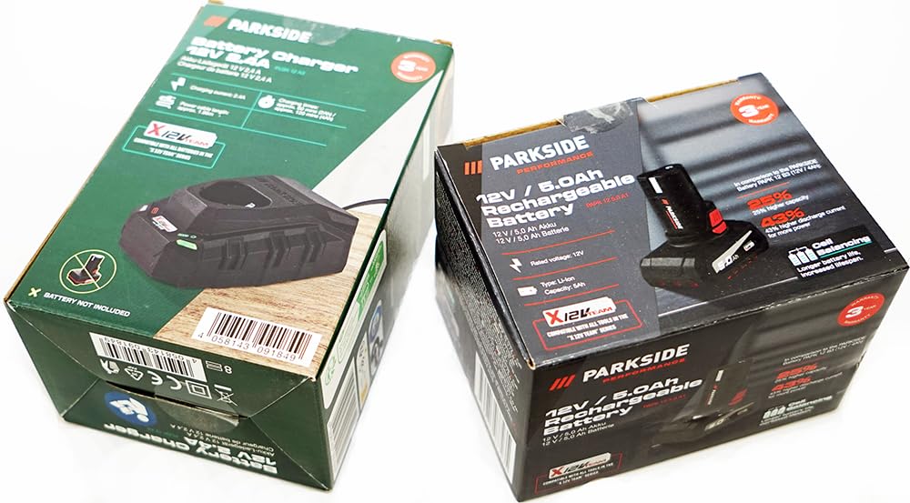 Parkside Performance akumulator 12 V 5 Ah PAPK 12 5.0 A1 X12 V Team + ładowarka 12 V 2,4 A PLGK 12 A3 w pakiecie/zestawie