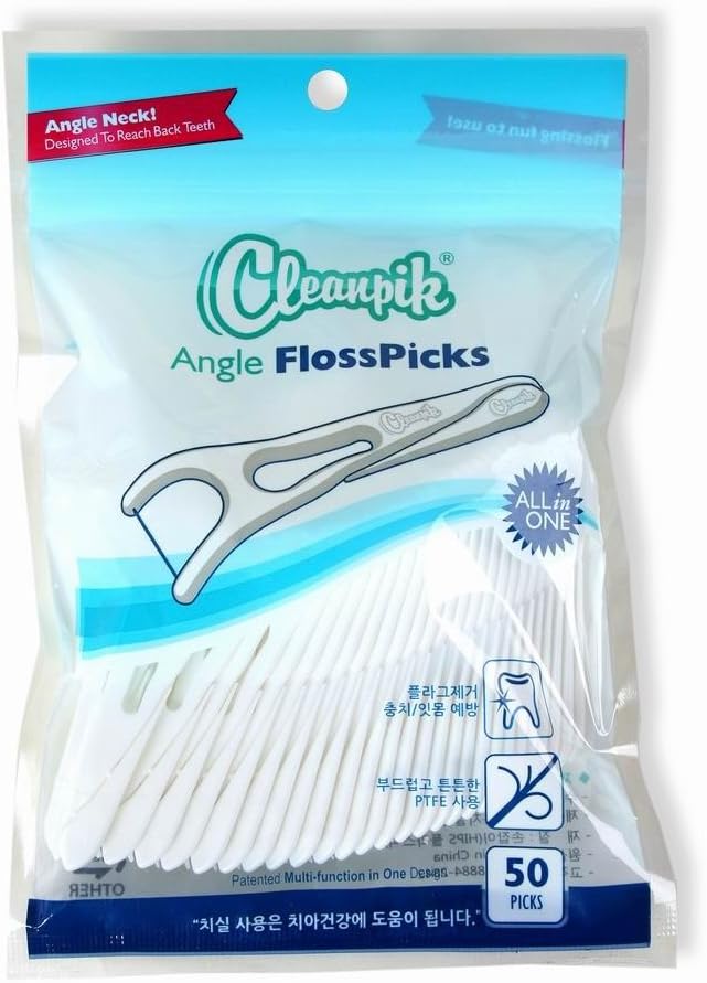 Cleanpik Back Teeth Floss Picks, Flossers，Dental Floss sticks, 50 each (Pack of 2)