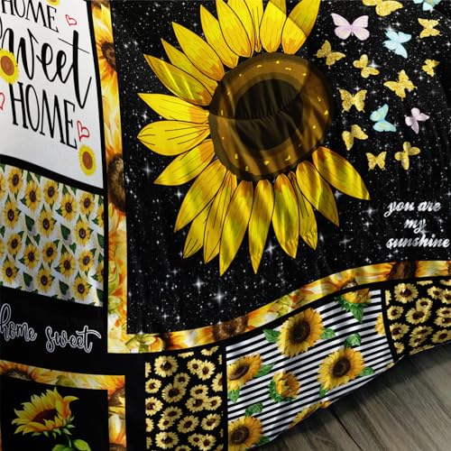 Image of AILONEN Sunflower Comforter Set Queen Size, Modern Sunflower Pattern Bedding Set for Boys Girls Gifts,Yellow Botanical Floral Comforter Set 3 Pieces, 1 Quilt and 2 Pillowcases