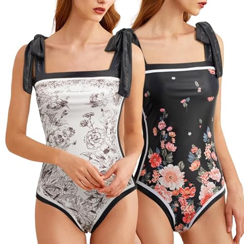 SKAYS Reversible Floral One Piece Swimsuit for Women, Black - Size 10, Big Girls, Adjustable, Stretch, Polyester, Plus Size Adult Women