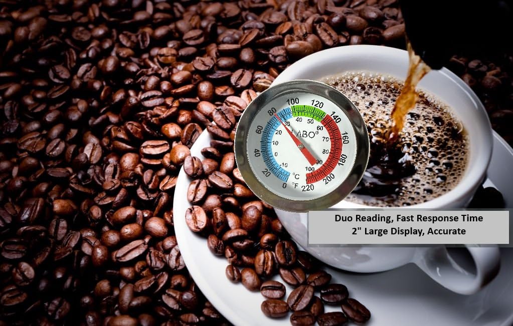 LABO Instant Read 2-Inch Dial Thermometer,Best for The Coffee Drinks,Chocolate Milk Foam
