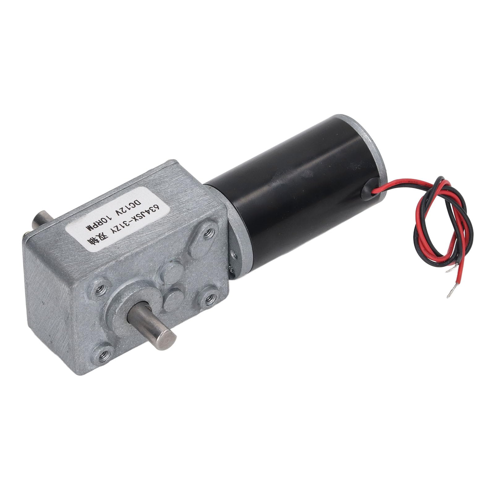 Motoriduttore a Vite Senza Fine Autobloccante DC 12V Doppio Albero Riduttore Velocità CW CCW 10 giri/min