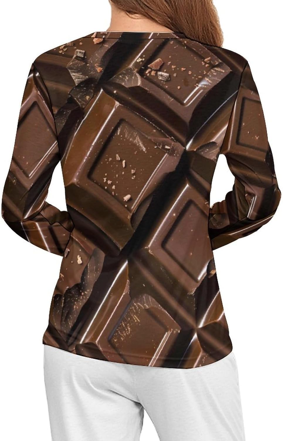 Sweet Chocolate Women's Pajama Top Sleepwear Pajamas Sleep T-Shirt Long Sleeve Shirt Crewneck Tee