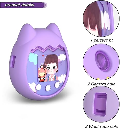 Miniatura 3 de JIBIACB Silicone Case for Tamagotchi Pix Virtual Pet Game Machine,Silicone Cover with Finger Lanyard for Virtual Pet Toy,Gift for Kids (1,Purple)