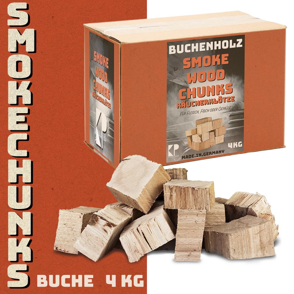 Kingpower Morceaux à Fumer hêtre 2-4 kg XXXL Bois Fumage Grill Fumé Blocs de Fumage Smoking Chunks, Quantité:4 kg