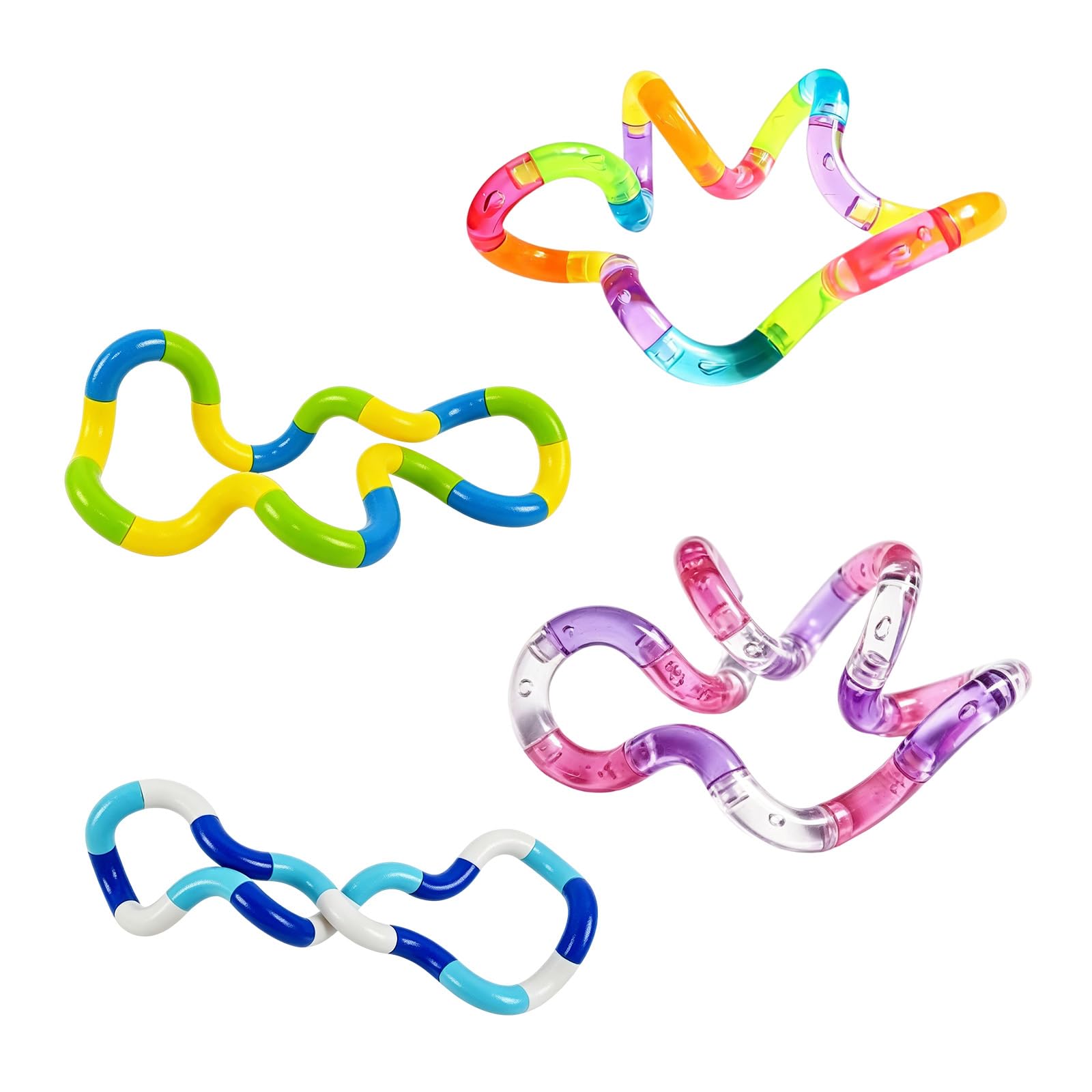 4PCS Tangle Fidget Toy, Sensory Tangle Fidget, Transparent Satisfying Fidgets, Multicolored Twisty Toys for Adults Home Office Classroom Use and Improve Concentration Stress Relief