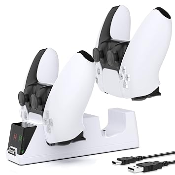 Charging Station Dock for PS5, Dual Charger for DualSense Playstation 5 Controller,Slim Portable Charge Stand for Dual Sense PS5