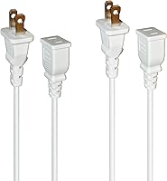 Vista 21 de Cable de Extensión Delgado Blanco de 15 Pies, Cable de Extensión de 2 Clavijas para Uso Interior y Exterior con Toma Única - Ideal para Luces