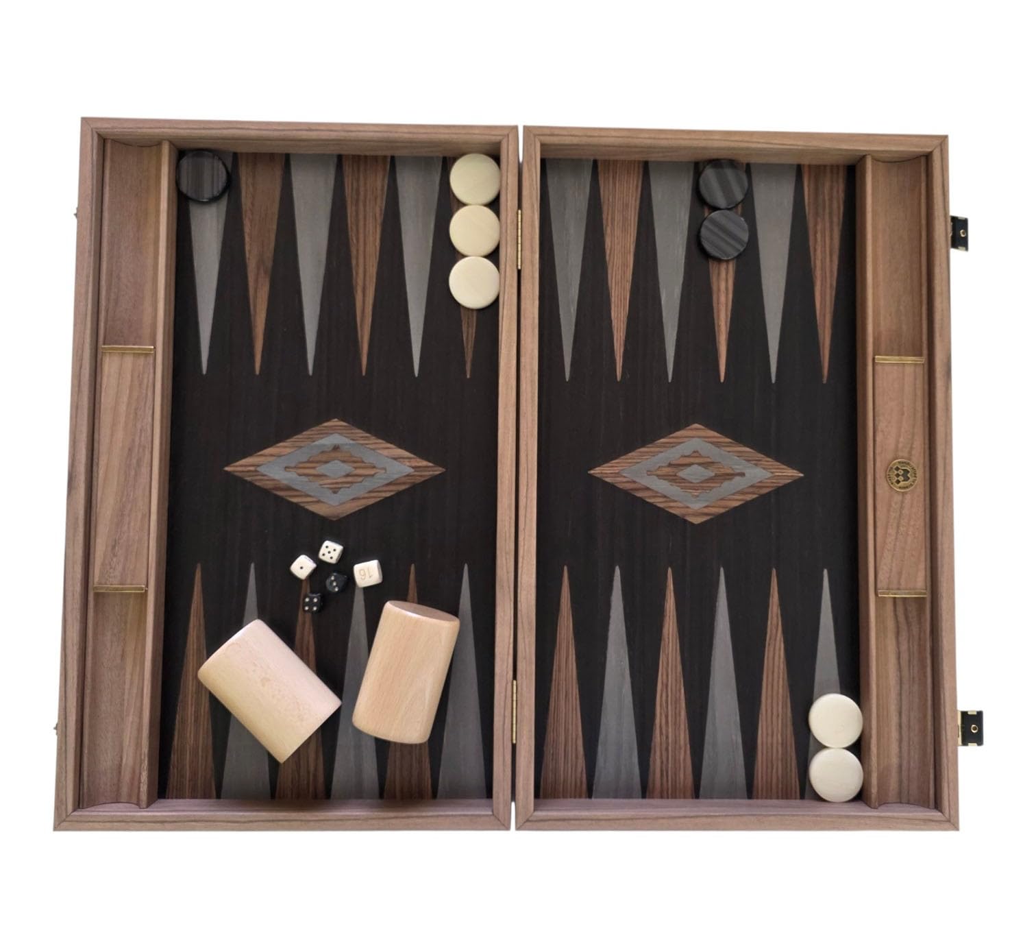 Set di backgammon in noce americano di alta qualità realizzato a mano con legno di quercia nera