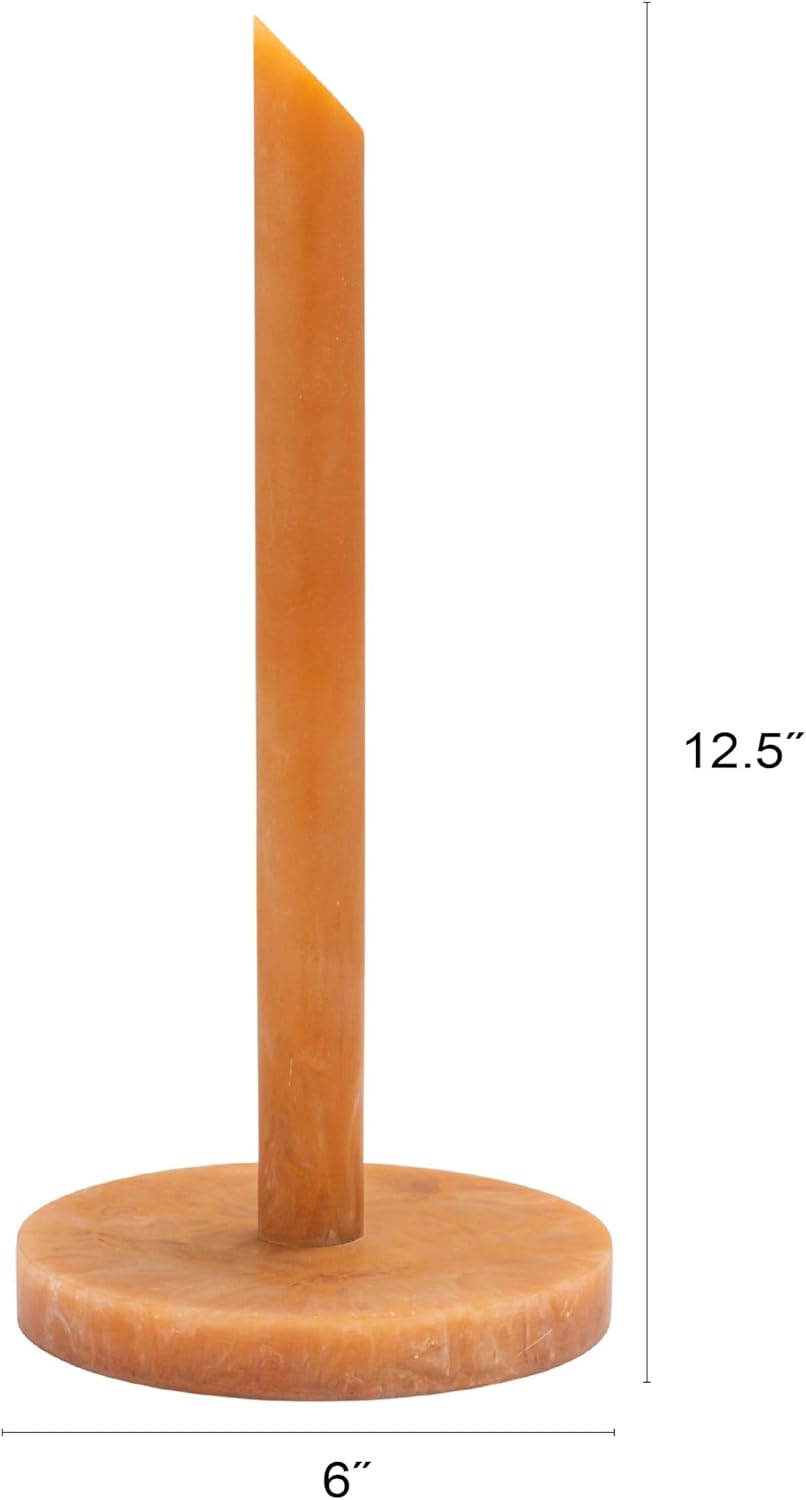 Creative Co-Op Round Marbled Resin Paper Towel Holder, Brown