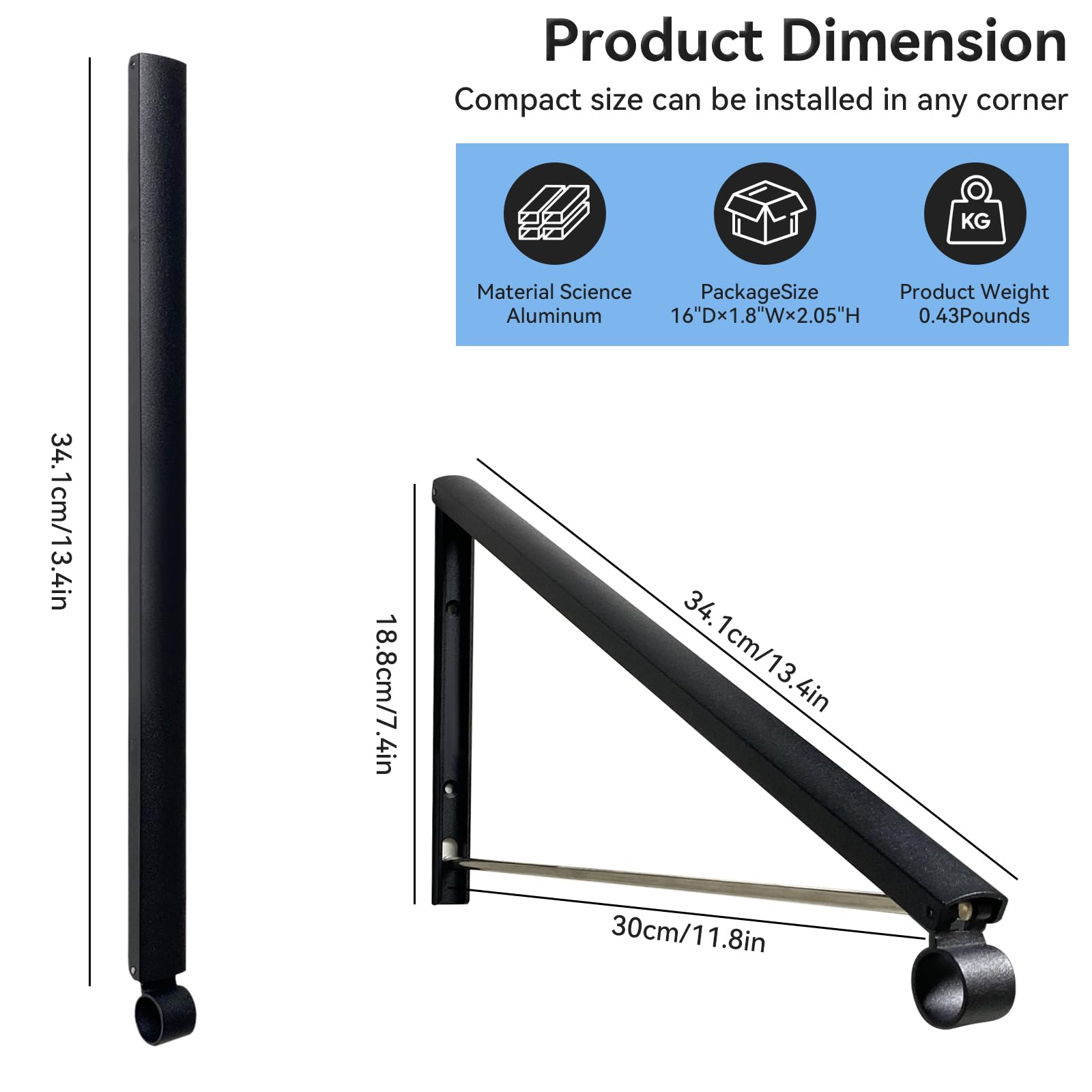 Kleiderhaken Klappbar kleiderwandhaken Wäschelüfter Wand für Waschküche, Organisation und Aufbewahrung, Aluminium, schwarz, 1 Stück