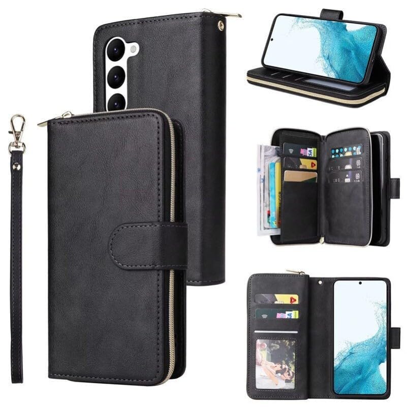 Étui Samsung Galaxy S24 Ultra en cuir noir idéal pour voyager léger sans portefeuille