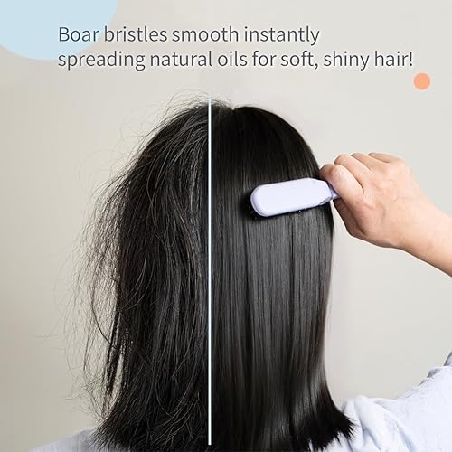 Miniatura 6 de Uffy Cepillo de pelo de viaje, mini peine plegable con cerdas de jabalí para mujeres, hombres y niños, tamaño de bolsillo pequeño y compacto para