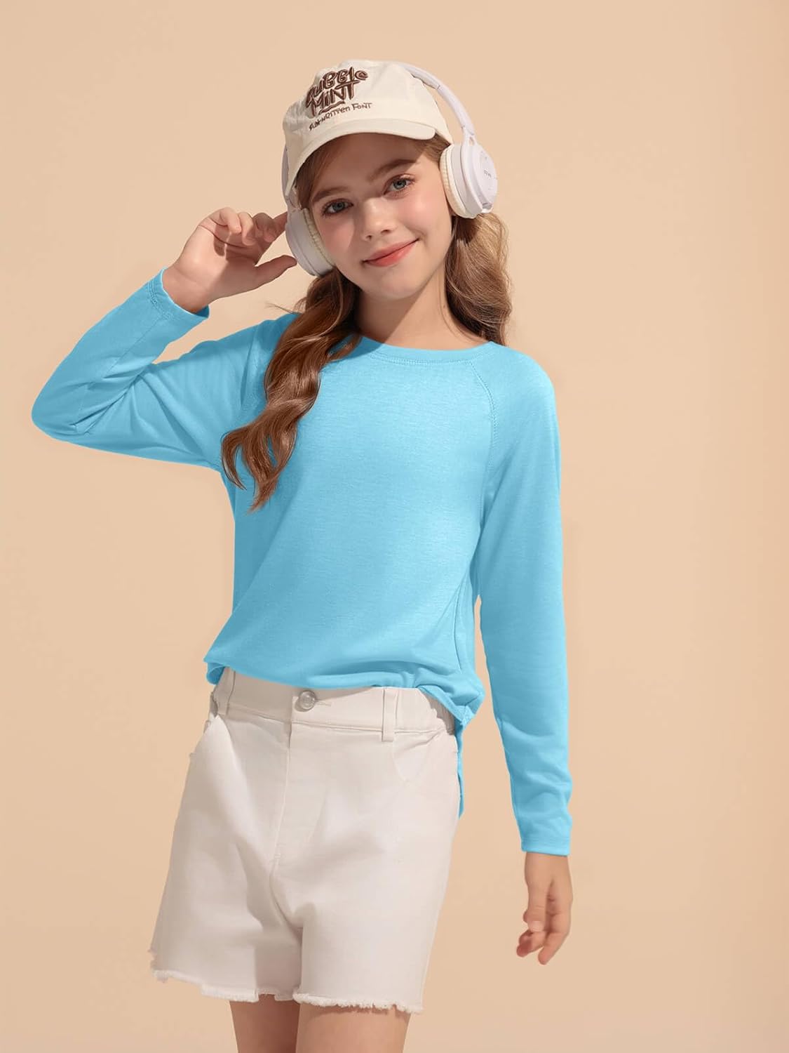 Haloumoning Girls Raglan Long Sleeve Shirts Kids Curve Hem Crewneck Tunic Tops Fashion T-Shirts 5-14Y - Image 3