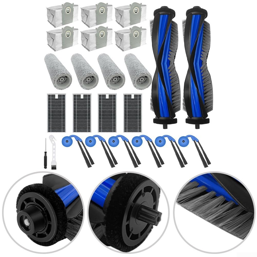Zestaw worków filtrujących pasuje do Ecovacs do Deebot X9 Pro do zestawu części zamiennych Omni, zawiera główną szczotkę rolkową, szczotki boczne, torby, podkładki do mopa i narzędzia do