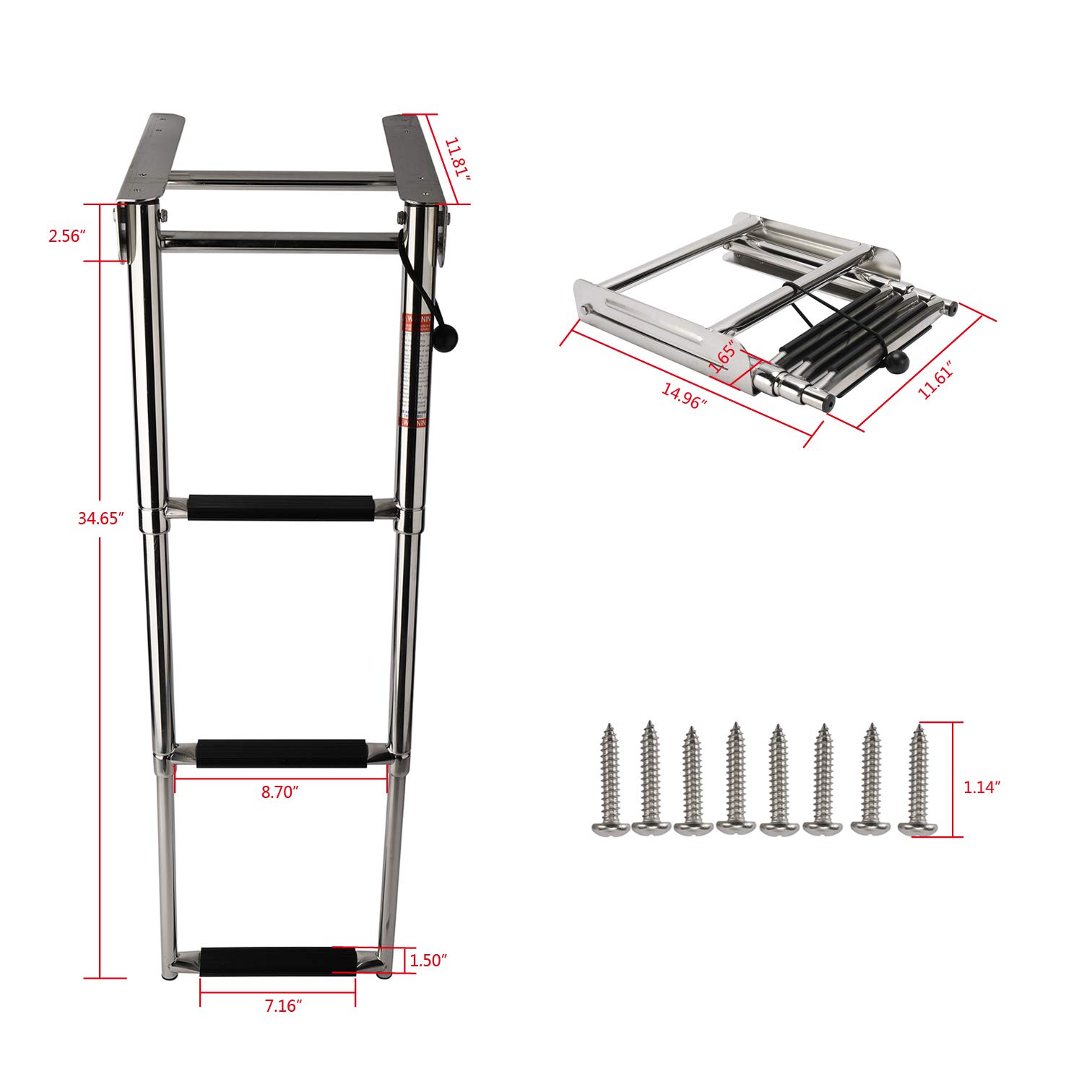 Buy HYDDNice 3 Steps Telescoping Drop Ladder Marine Boat Ladder