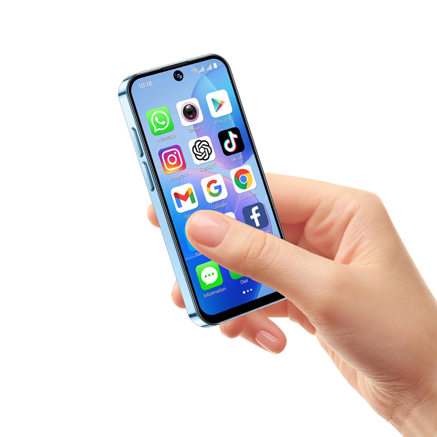 3G Mini Phone Unlocked, Dual - SIM, Face Unlock, 3.88 - inch HD Screen, Cute and Portable Backup Phone, Small Smartphone for Children and Students (16GB, Blue)