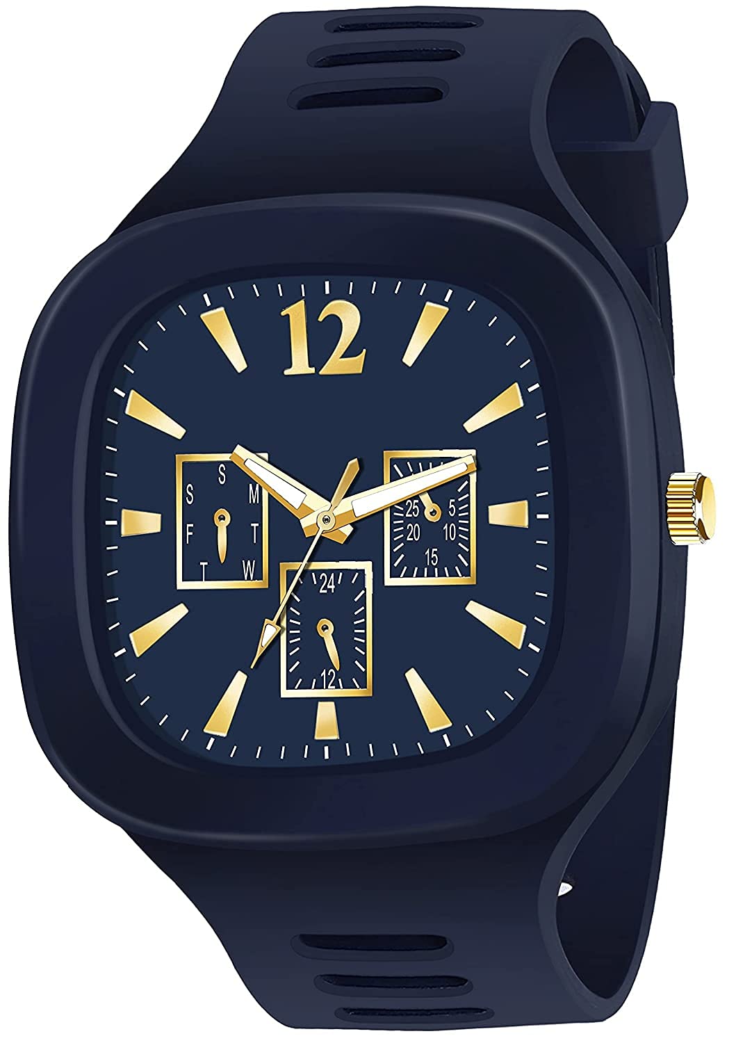 Emartos 4 Colours Watches Square Multi DIAL Analog Silicon PU Strap ADDI Stylish Designer Analog Watch - for Boys Pack of 1 (Blue) (B09GPH46W4) Amazon Price History, Amazon Price Tracker