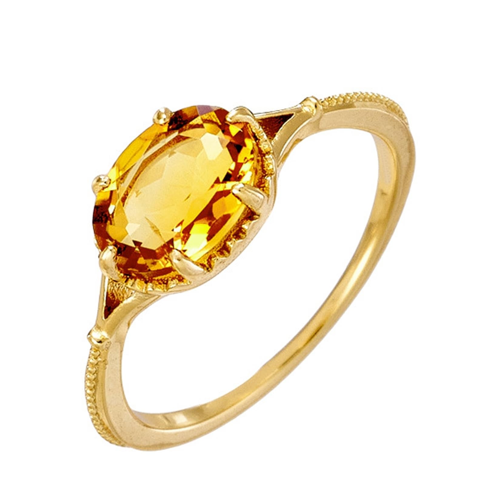 Anello solitario in vero oro 9 K/14 K/18 K con citrino giallo ovale, anello solitario per partner