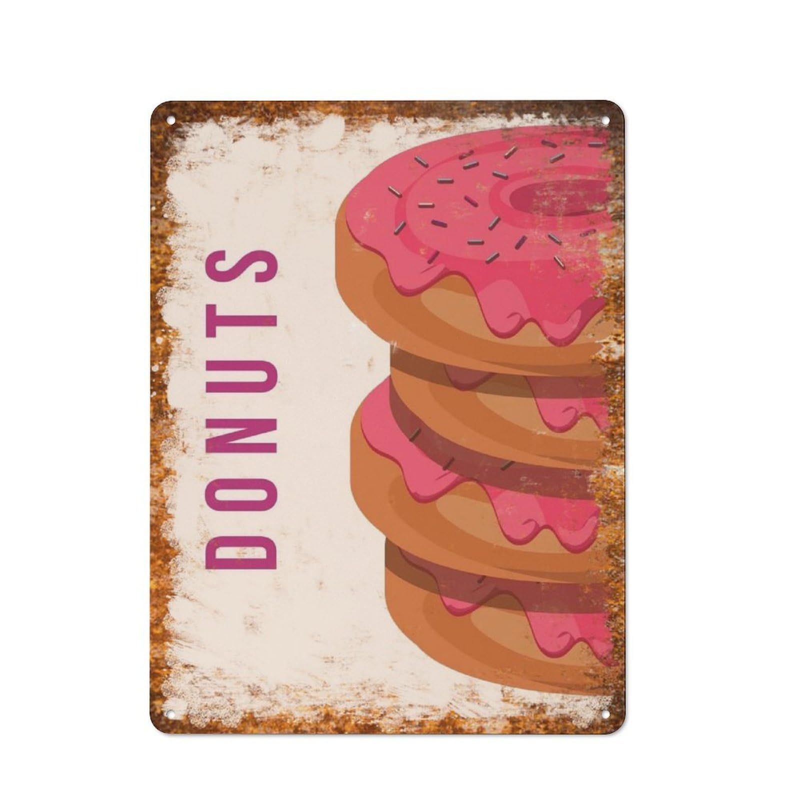 peiyeety Metal Tin Sign Stacked Donuts Pattern Vintage Rustic Wall Art Kitchen Bathroom Bedroom Living Room Cafe Farmhouse Entryway Office Garage Home Bar Laundry Room Porch Patio 6x8 Inch