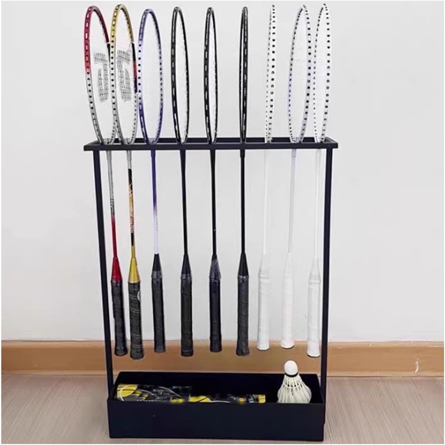Panier de rangement inférieur pour raquettes de badminton et tennis pour éviter les chocs