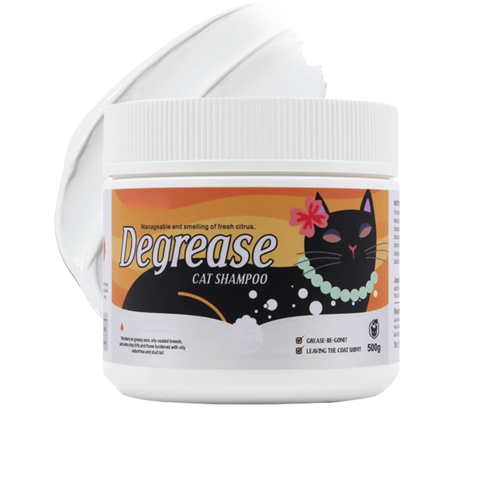 lyanny Cat Degreaser, Degreasing Cleaning Cream for Pets, Moisturising 500 g Cream Shampoo for Daily Care, Pet Hygiene and Cat Wash