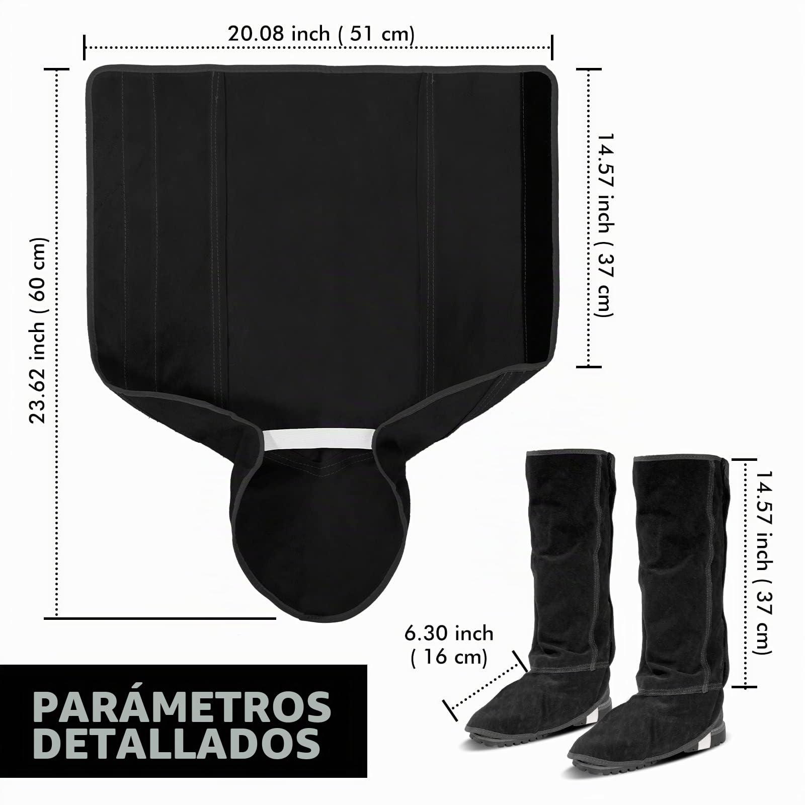 Polainas de soldadura de cuero LeaSeek - Cubiertas para botas de soldadura resistentes al calor y a la abrasión - Protectores de zapatos - Polainas de soldadura, 1 par