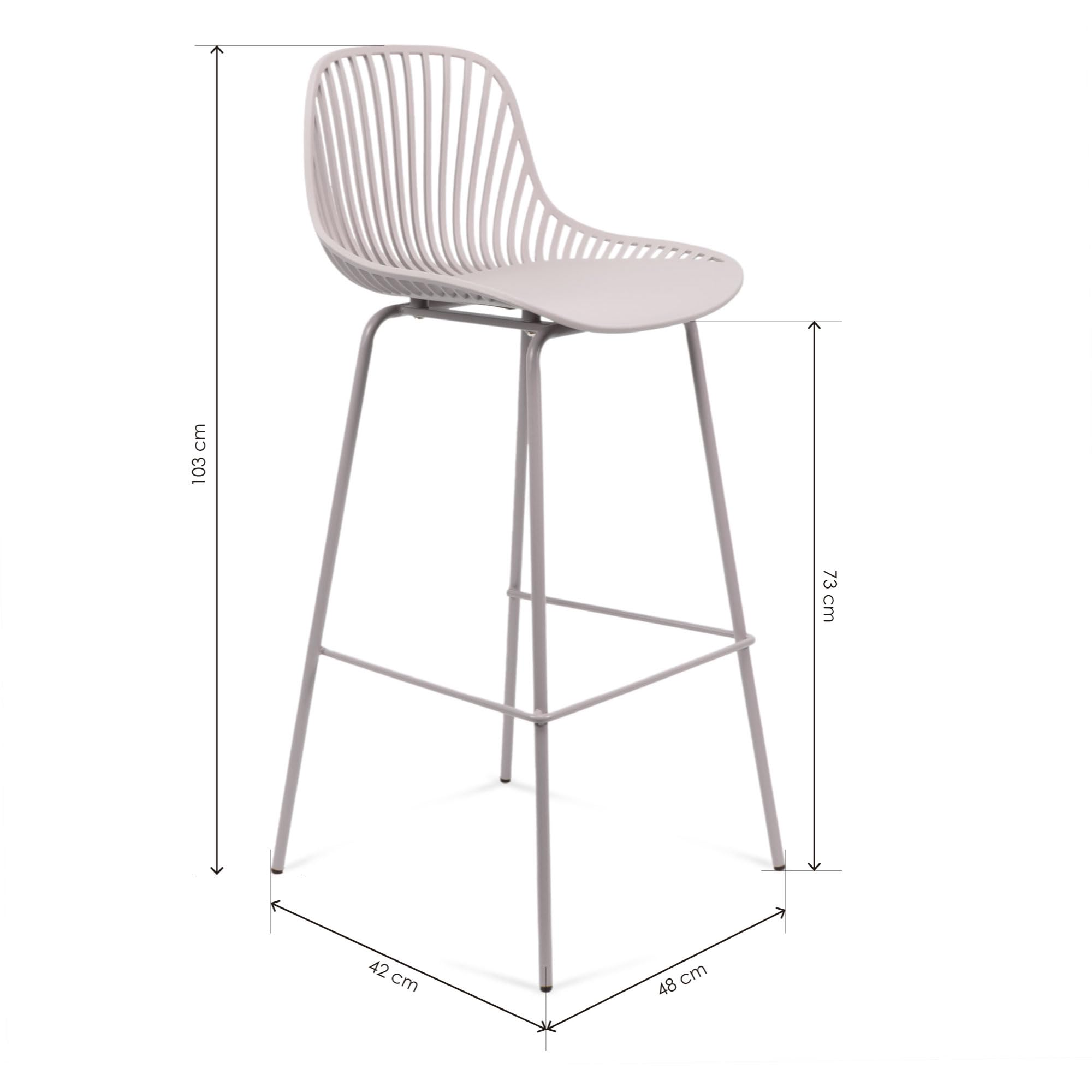 THE SECRET HOME - Taburete Alto de Polipropileno y Metal - Alto. 103 cm x Largo. 48 cm - Asiento Extra para el Hogar - Ideal para Cocina, Salon - Color French Taupe