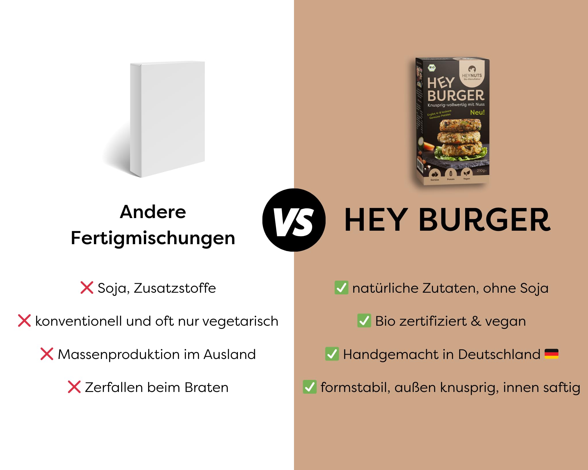 HEYBURGER hamburguesa vegana para verduras, sabor chilli, 100% natural, certificada orgánica, alto contenido de proteínas, fabricación - alto contenido de proteínas, orgánico, sin aditivos, delicioso