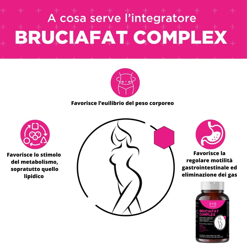 Brucia Grassi Potente e Veloce - Termogenico Dimagrante Forte Donna e Uomo - 120 Capsule | GARCINIA CAMBOGIA + L CARNITINA + FOSKOLINA + PIPER NIGRUM + CROMO PICOLINATO + ARANCIAO AMARO