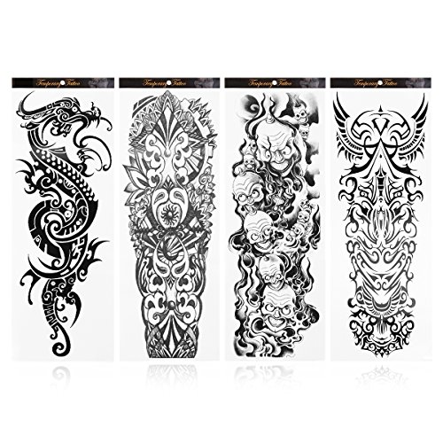 Rosenice Temporary Tattoo Sticker Arm Fake Tattoos Long Lasting for Men 4 Sheets