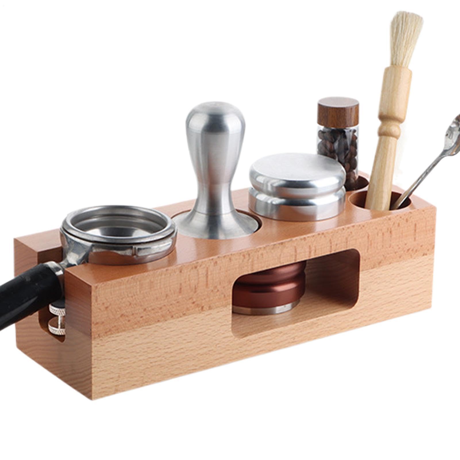 Estación espresso Organizador Multifuncional en Madera Natural 58 mm | Accesorios para Barra de Espresso Para Organización Diaria Matutina Para Preparación Y Almacenamiento En Esquina Cocina